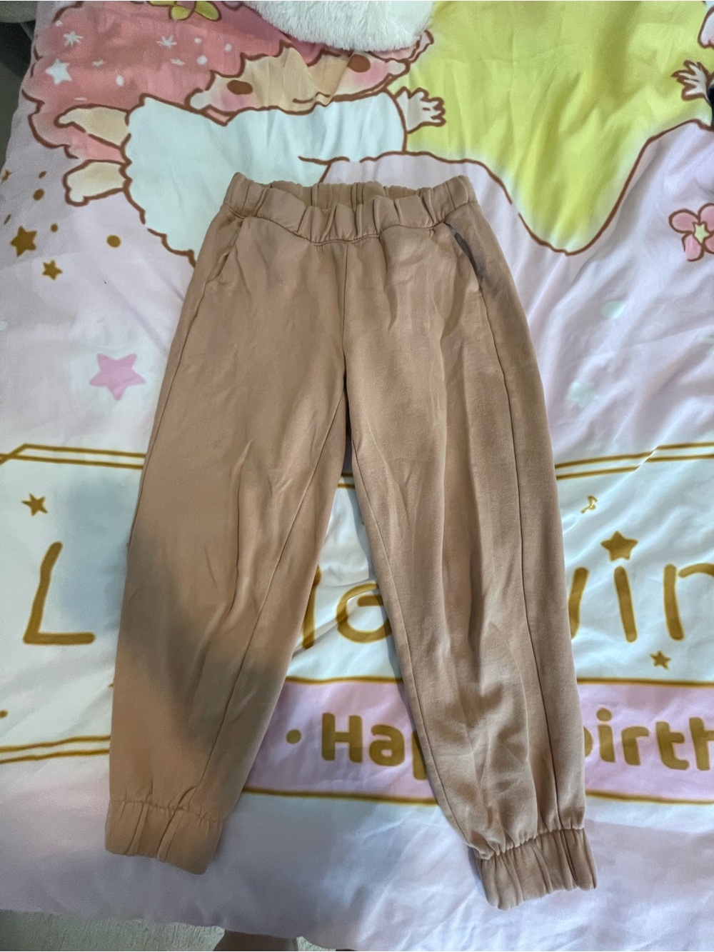 Elastic-Waist Jogger Pants - Tan